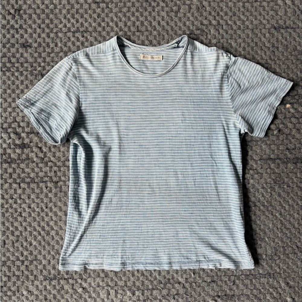 Outerknown Sojourn Tee | Blue/White Striped | Size L